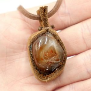 Agate Tumbled Leather Wrap Necklace