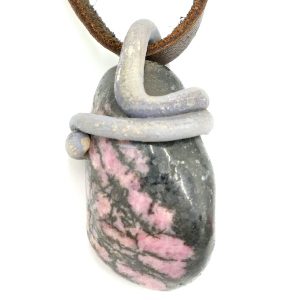 Rhodonite Tumbled Clay Necklace