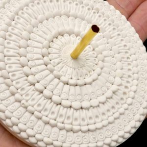 White Round Clay Mandala Incense Holder
