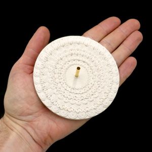 White Round Clay Mandala Incense Holder